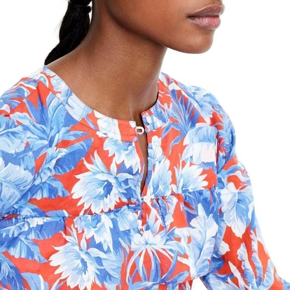 J. Crew tropical floral ruffle light‎ weight top XS